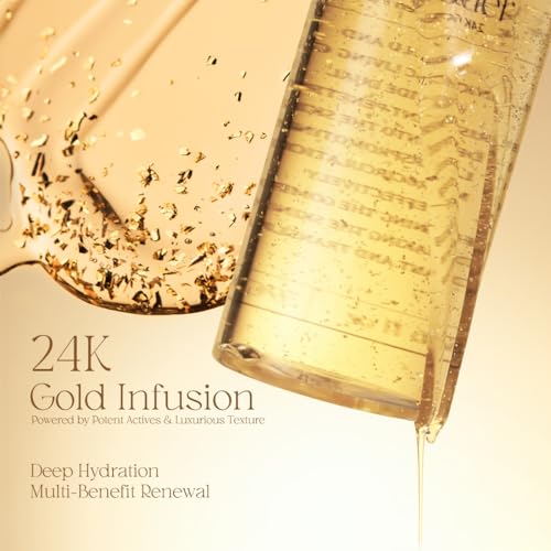 Decoder Liquid Gold Radiance Toner-Serum + 10 Masks | Hydrating Face Toner with Hyaluronic Acid, Rose Water & Centella ? Alcohol-Free, 24K Gold Skincare for Sensitive Skin (13.19 Oz)