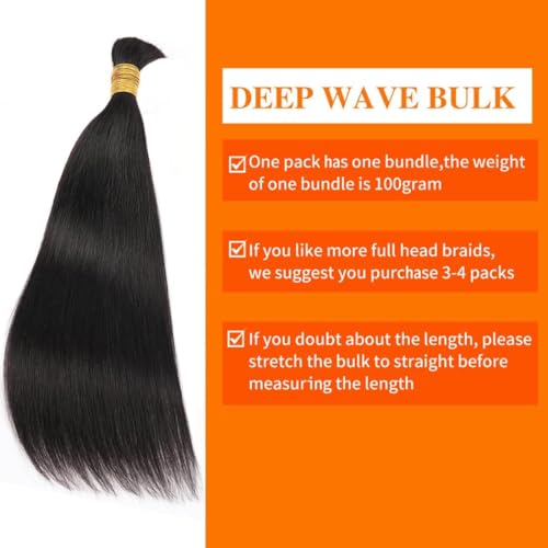 Human Braiding Hair for Boho Braids 22inch Straight Bulk Human Hair Extensions for Braiding No Weft Brazilian Virgin Human Braiding Hair for Black Woman Straight 1 Bundle 100g Natural Black