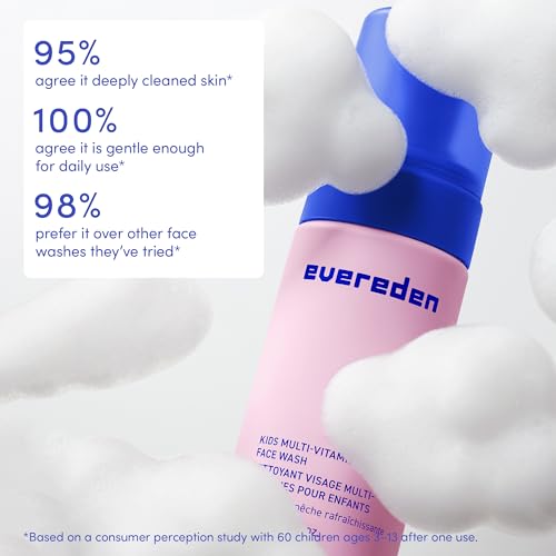 Evereden Kids Face Wash: Cool Peach, 1.7 oz. & Kids Lip Balm, 0.13 oz | Clean and Non-Toxic Products | Multi-Vitamin Skin Care for Toddlers