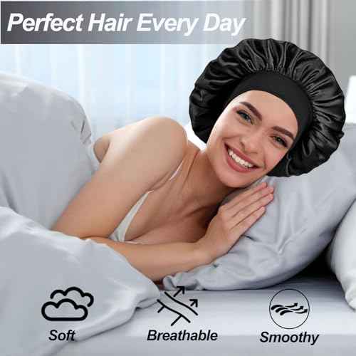 Silk Bonnet for Men Hair Bonnet for Sleeping Double Layer Satin Bonnets for Black Women Curly Hair Braids