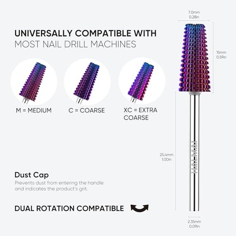 Halmai 3/32" Nail Drill Bits Set for Acrylic & Gel Removal