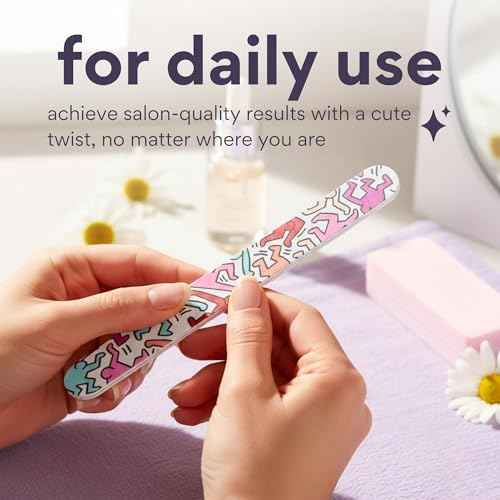 dearcloud Keith Haring Nail Files Set - Double-Sided Emery Boards with Travel Pouch
