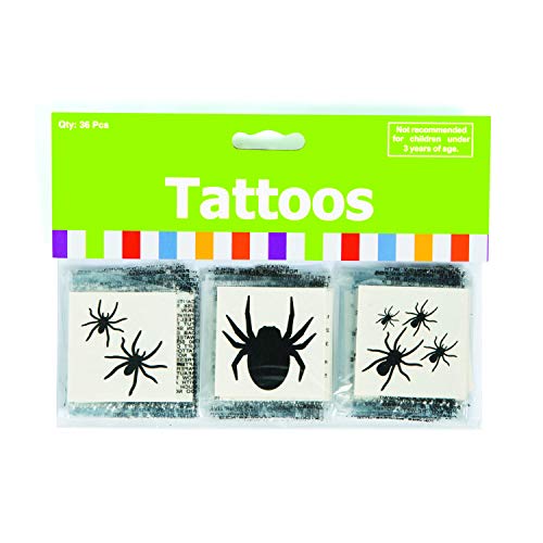Black Spider Temporary Tattoos - 72 Pack for Halloween