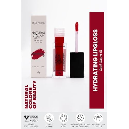 Bade Natural Moisturizing Lip Gloss Red Glam 01 ? High-Shine Hydrating Lip Color, Smooth Lightweight Glossy Finish for Everyday Wear