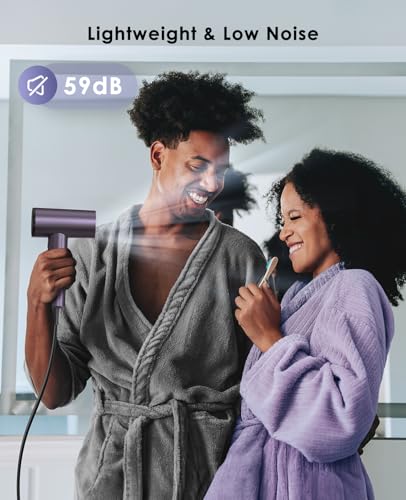 OSOU Ionic Hair Dryer Purple, High-Speed 150,000 RPM Brushless Motor, Quiet & Portable for Travel & Home