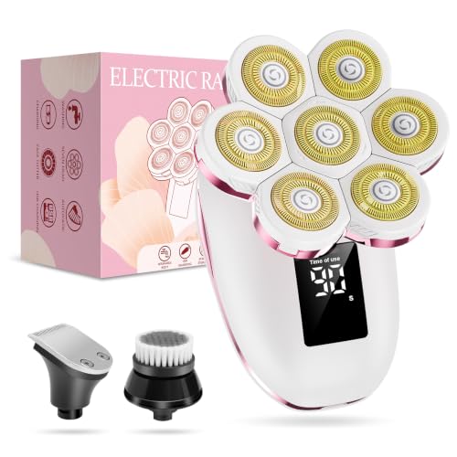 Women's 3-in-1 Electric Shaver with Facial Cleansing Brush - Painless Bikini & Body Hair Remover, Water-Resistant, Rechargeable