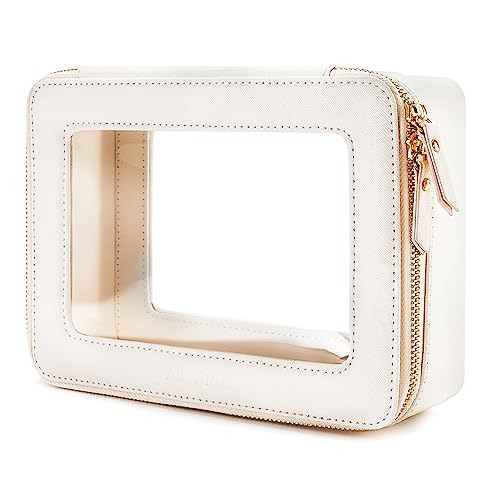Aveniee Clear Makeup Bag Organizer,Large Travel Toiletry Bag for Women, Waterproof Cosmetic Pouch with Zippers,Car Organizers and Storage Case for Accessories,White