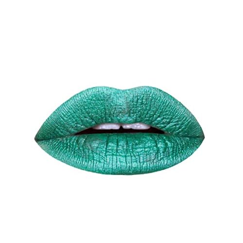 Aromi Green Metallic Liquid Lipstick | Turquoise Teal-Green Lip Color with Shimmery Finish, Vegan, Cruelty-free, Smudge Proof, Long-lasting, Handmade (Mermaid Tail)