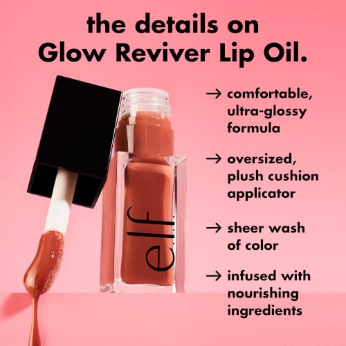 e.l.f. Glow Reviver Lip Oil Tinted Rose Envy Hydrating Non-Sticky Lip Gloss