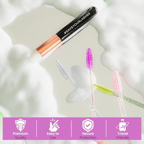 Lash Shampoo Kit ? Premium Lash Extension Cleaning Kit & Care Set with Fan, Brush, Oil-Free Eyelash Cleanser, Goggles for Shower & Sleep Mask - Lash Bath Kit & Aftercare System