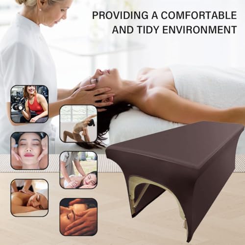 Leather Massage Table Cover Reusable & Waterproof Lash Bed Cover Fitted Excellent for Lash Extension, Massage, Spa, Beauty Salon, Wax, Tattoo, 1 Pack, Coffee