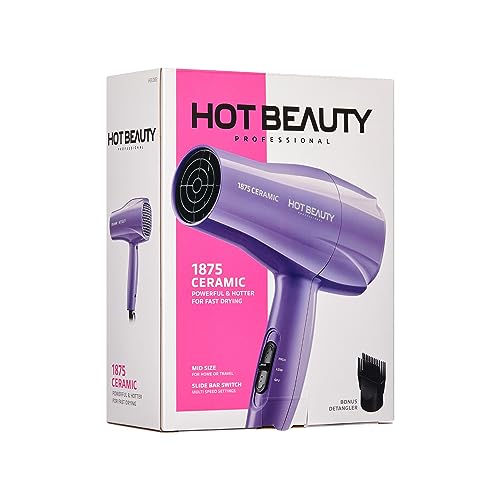 Hot Beauty 1875 Ceramic Hair Dryer with Comb Attachment
