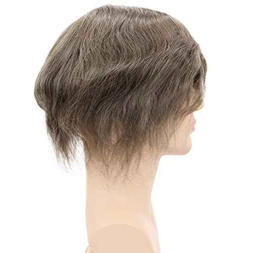 European Human Hair Toupee for Men Soft Full Swiss Lace Hair Replacement System Hairpieces 10"x8" Straight #7 Lightest Brown Color