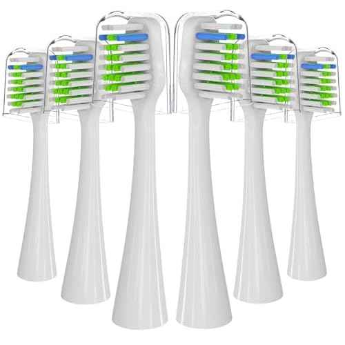Toothbrush Replacement Heads Compatible with WaterPik Complete Care 5.0 & 9.0(WP-861/CC-01), 6 Count (White)