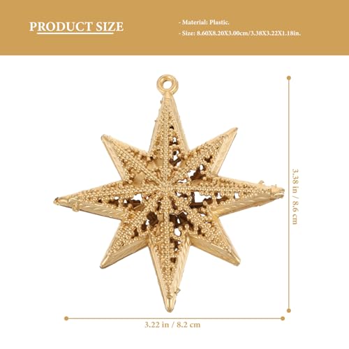 Operitacx 18 Pcs Golden Star Ornaments Christmas Tree Decoration 3D Glitter Gold Star 8 Point Star Christmas Tree Hanging Pendants for Holiday Wedding Christmas Party Decoration