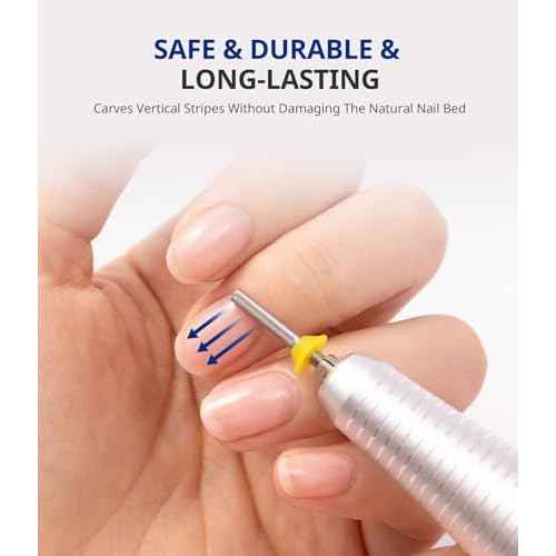 AIRSEE Safety Tungsten Carbide Acrylic Nail Drill Bit Electric Nail Drill File Head Tip for Dead Skin Cleaning Nail Bed File Cuticle Nail Prepare 3/32" 2 Way Needle Nail Buffer Bit XF
