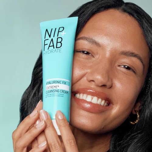 Nip + Fab Hyaluronic Acid Fix Extreme 4 Cleansing Cream, Gentle Cleanser, Face Wash, Anti-Aging and Hydrating for Dry/Sensitive Skin, Multicolor, 150ML