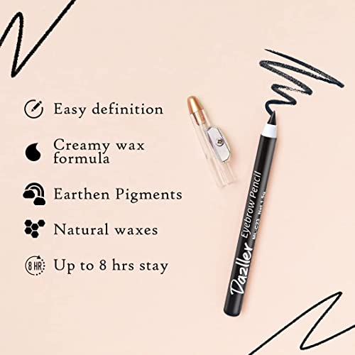 Dazller Eyebrow Pencil - Precision Black, 8-Hour Wear
