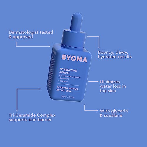 BYOMA Hydrating Serum - Moisturizing Facial Serum with Squalane, Glycerin & Ceramides - Hydrating for Glowing, Dewy Skin - 1.01 fl. oz