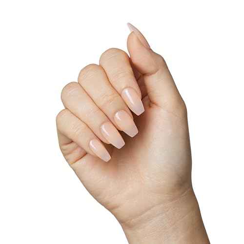 KISS Bare but Better, Press On Nails, Nail glue included, 'Embrace It', Light Nude, Medium Size, Coffin Shape, Includes 28 Nails, 2G Glue, 1 Manicure Stick, 1 Mini File