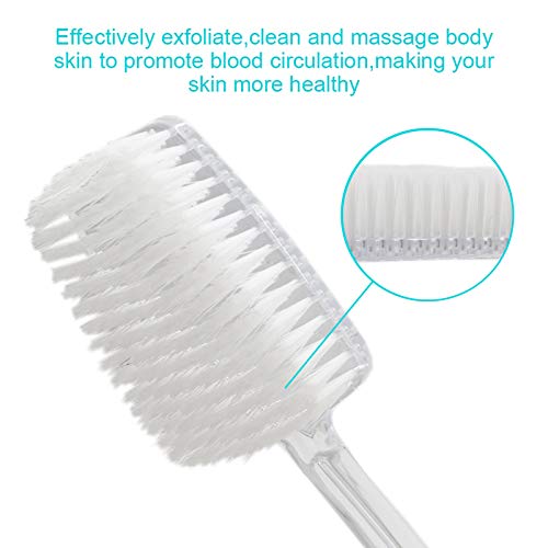 Mczxon Bath Body Back Shower Brush with Curved Long Handle for Exfoliating Skin Improve Blood Circulation, Clear Back Scrubber Bath Wet or Dry Brushing Body Brush for Shower Women Men