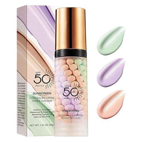 One Step Color Corrector Primer, 3 In 1 Primer for Face Before Makeup, Face Tinted Moisturizer Sunscreen Isolation Cream,SPF 50,Makeup Primer Oil Control & Concealer Skin Tone Correcting,Radiance Skin