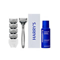 Harry's Original Shaving Kit for Men - Razor Handle, 5 Razor Blade Refills, Foaming Shave Gel, and Travel Blade Cover - German Engineered