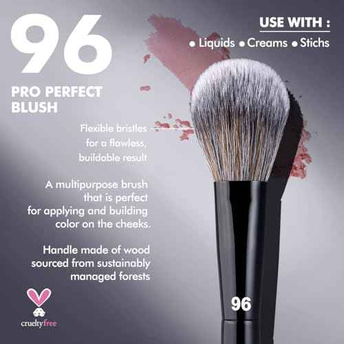Bueart Design PRO Perfect Blush Makeup Brush 96 with Fluffy Ultra-soft Synthetic Bristles for Blush,Powder