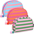 Dopamine Striped Shell Makeup Bag Set - 3 Large Capacity Pouches