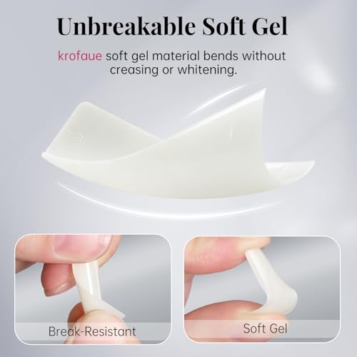 Krofaue 500pcs Clear French Half Cover Acrylic Nail Tips - 10 Sizes with Box