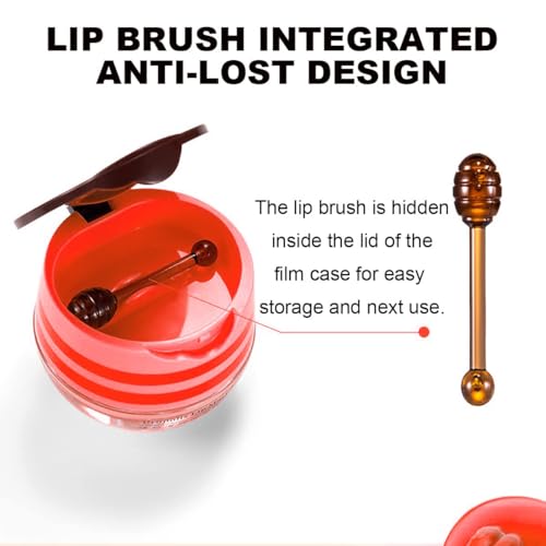 Lip Balm, Vitamin E Moisturizing Propolis Sleeping Mask, Effective Reduces Lines, Prevention of Dry and Cracked Lips Nourishing Dry Lip Care (2 Packs Strawberry & 2 Packs Honey, 1.9Oz)