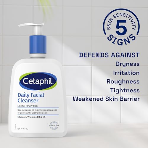 Cetaphil Face Wash, Daily Facial Cleanser for Sensitive, Combination to Oily Skin, NEW 8 oz 3 Pack, Gentle Foaming, Soap Free, Hypoallergenic