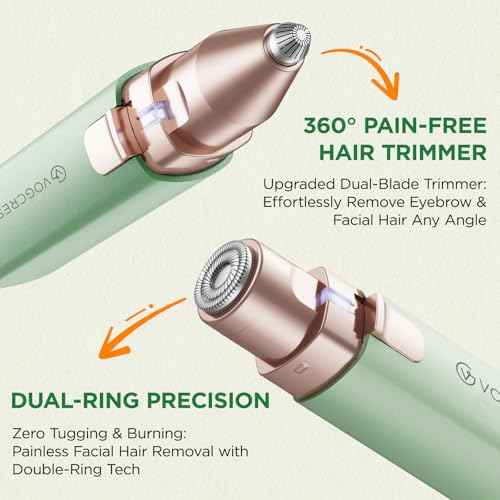 VOGCREST Hair Trimmer, 2 in 1 Facial Hair Remover & Eyebrow Trimmer for Women - Rechargeable, Portable, LED Light