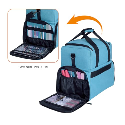 Large Makeup Cosmetic Bag with 3 Removable Case and 2 Removable Dividers Double Layer Travel Storage Organizer, Makeup Brushes Storage Section Lake Green