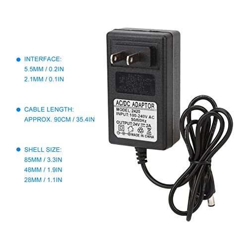 Nail Power Adapter, 24V 2A Nail Power Adapter Charger 48W Power Supply Adapter LED Nail Lamp Nail Dryer Replacment Power Supply Adapter, LED light Nail Power Adapter, Compact Size