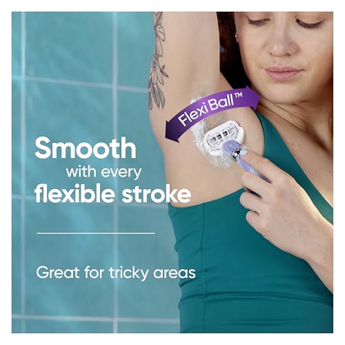 Gillette Venus Deluxe Smooth Swirl Women's Razor Handle + 4 Blade Refills, Flexible Handle and Pivoting Head