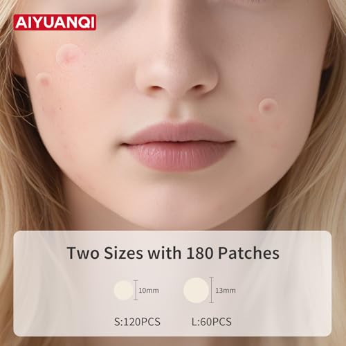 Large Pimple Patches for Facial Use, 180 Pieces in Two Sizes, Acne Hydrocolloid Patches with Salicylic Acid and Tea Tree Extract, Fast-Acting Spot Concealment, Ideal for Makeup