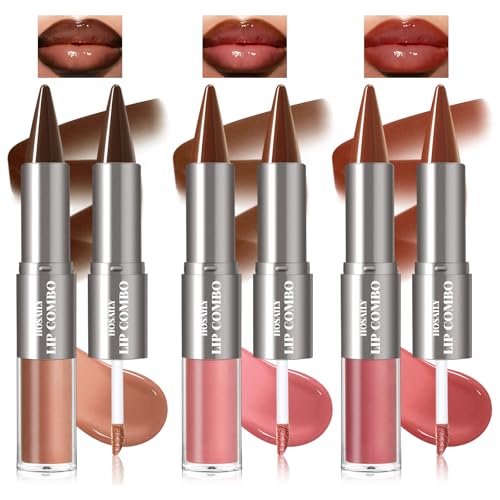 HOSAILY 3Pcs Lip Combo Set - Liner & Gloss Duo