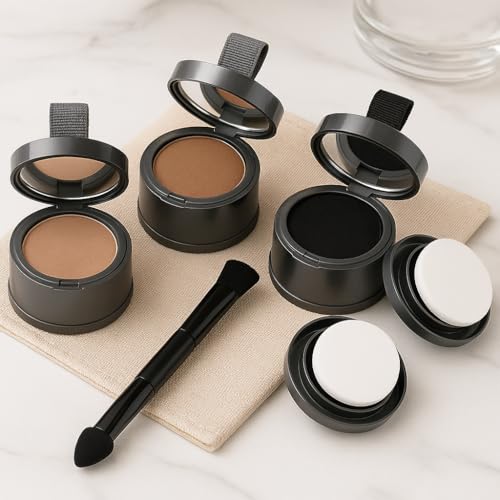 MOOMARTO Hairline Powder with Brush - Root Touch Up & Hair Concealer, Long-Lasting Matte, Sweat & Humidity Resistant, Travel-Friendly Compact, Black