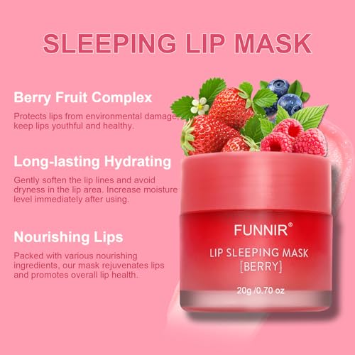 FUNNIR Lip Sleeping Mask, Hydrate & Nourish with Vatamin C of Berry,20g