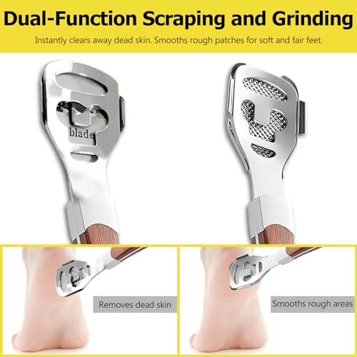 Foot Callus Remover Shaver with Wooden Handle & Extra Blades - Pedicure Tool