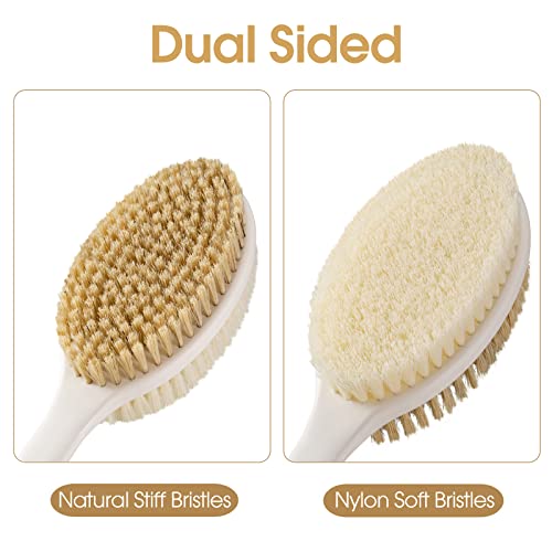Dual-Sided Back Scrubber Shower Brush with Long Handle & Anti-Slip Grip