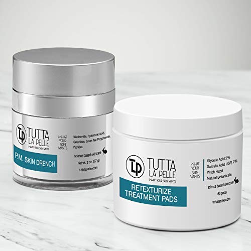 2% Glycolic Acid 2% Salicylic Acid Pads Acne Treatment - Mild Strength for Sensitive Skin - Witch Hazel Pads - Acne Solutions - For Facial Exfoliating and Smoother Looking Skin, 60 Face Pads