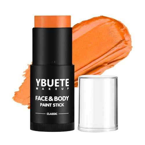 Orange Face Body Painting Stick,Professional Orange Full-coverage Cream Face Paint for Halloween SFX Tiger Pumpkin Clown Cosplay, Washable Eye Stick for Adult Festival & Theater Performance