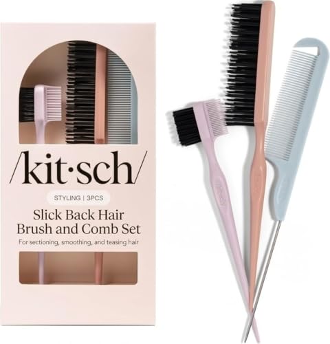 Kitsch Slick Back Hair Brush & Styling Comb Set - Edge & Pintail Kit