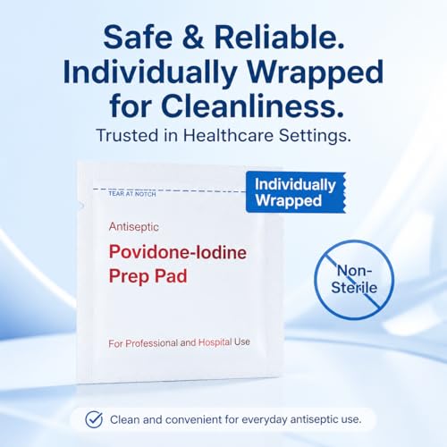 200 Pack Povidone Iodine Prep Pads - 10% Solution Individually Wrapped