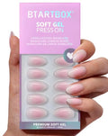 BTArtbox Press On Nails - Pink Short Almond Fake Nails, 3-Love Letter, 32Pcs