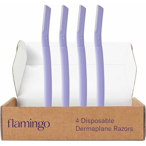 Flamingo Dermaplane Razor, Face Razors for Women, Disposable, 1 count, Pack of 4