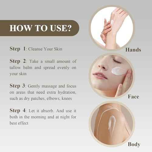 Beef Tallow for Skin, Whipped Tallow and Honey Balm Tallow Face Moisturizer, 100% Pure Beef Tallow Balm Blend of Vitamins Grass Fed Beef Tallow, All-Natural Moisturizer Hydrates and Nourishes the Skin