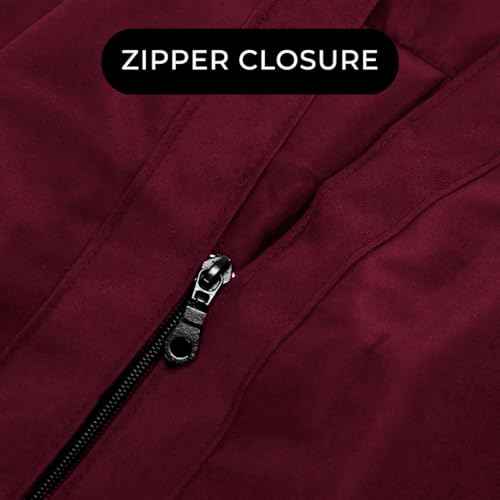 Betty Dain Professional Zip Front Salon Stylist Vest, V-Neck, Iridescent Fabric, Adjustable Belt, Two Lower Pockets with Zippered Bottoms, Lightweight, Machine Washable Nylon, Burgundy, 2XL